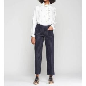 NEW VILAGALLO straight leg pinstripe trousers in navy